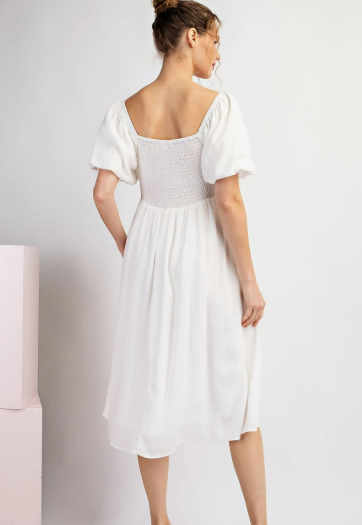 white midi dress square neck White Sleeveless Square Neck Lace Up Cut Out Ruched Midi Dress Small
