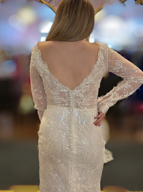 slim fit dress slacks Quinn Long-Sleeve Lace Wedding Dress main image 1