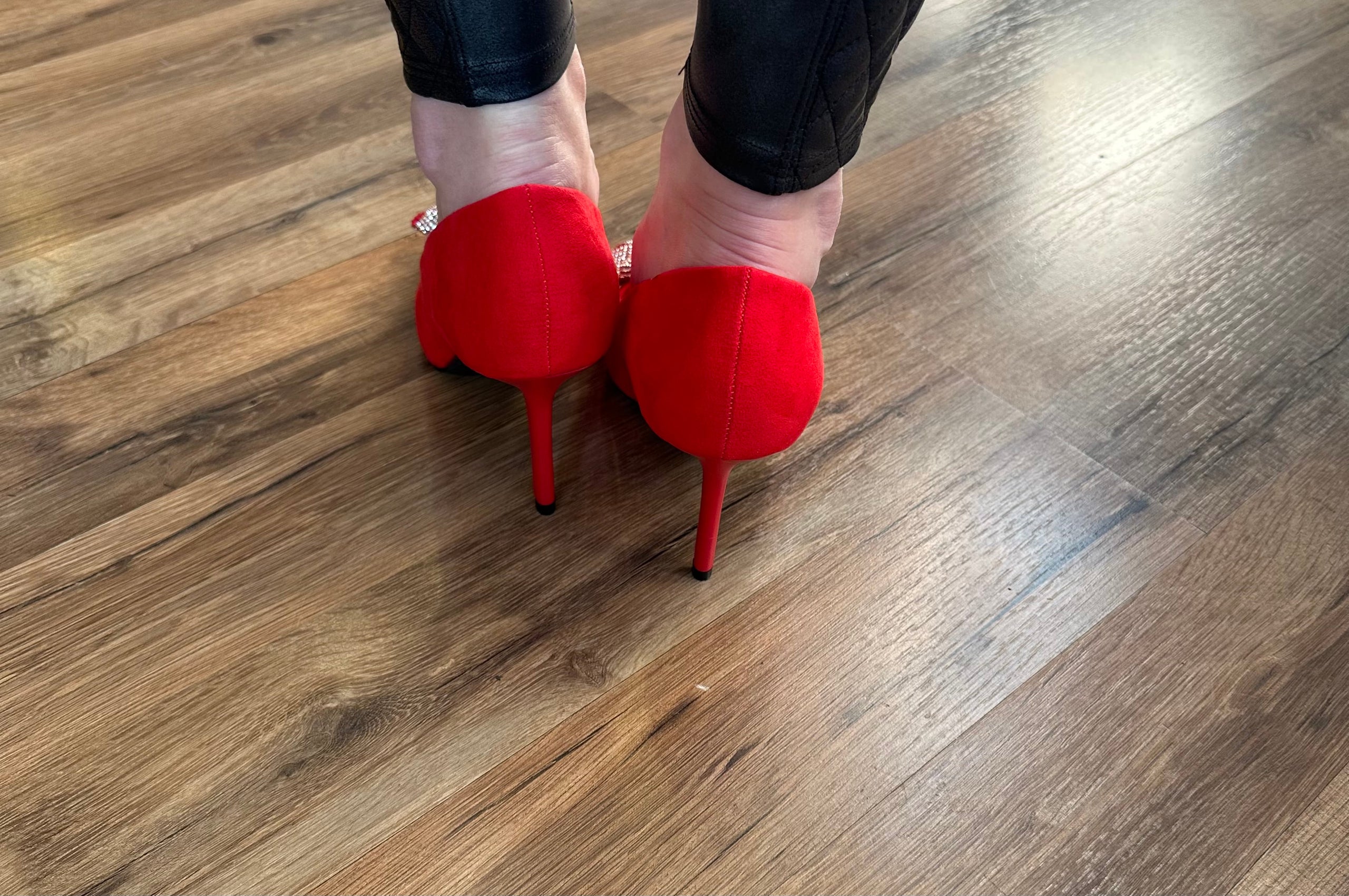 Dorothy Red Heels w Rhinestone Bow Strength and Dignity