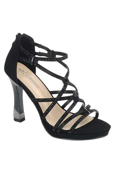 Rayna Black Champagne Studded Open Toe High Heels Strength and Dignity Boutique LLC