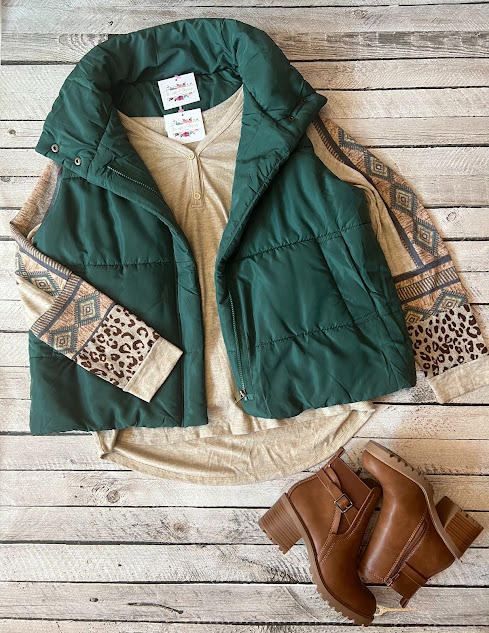 Hunter green puffer vest outlet
