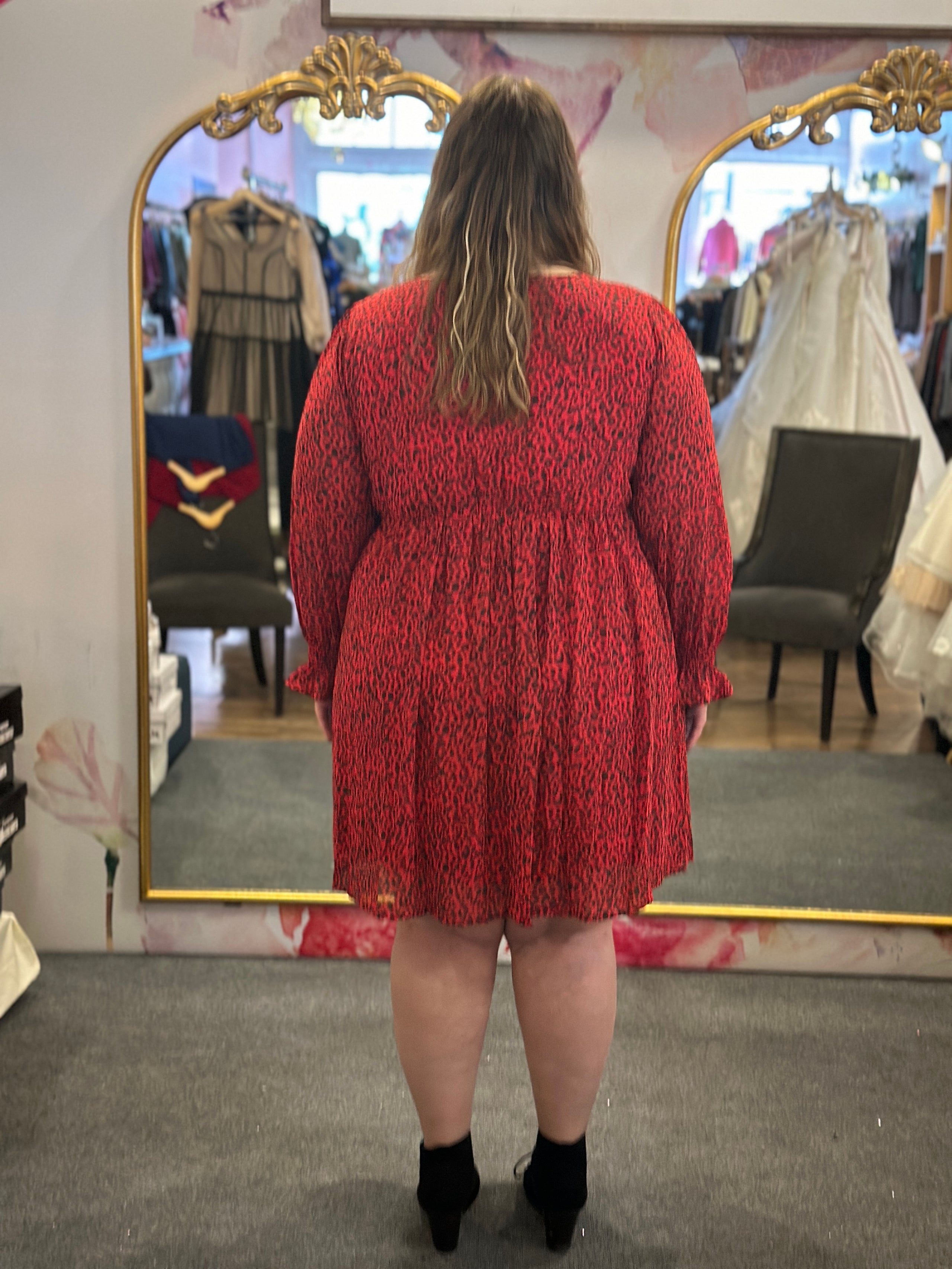 Plus size red leopard print shop